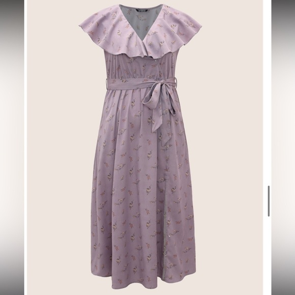 BloomChic Plus Size 3XL Ditsy Floral Wrap Ruffle Cap Sleeve Split Hem Dress us22 - Picture 6 of 7